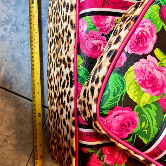 Betsey Johnson Pink and Brown Pickle Ball Bag with Leopard Print - Picture 13 of 16
